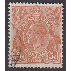 Australian  King George V  5d Brown   Wmk  C of A  Plate Variety 3L22